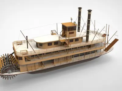 Paddle Steam Boiler Ship 3D model