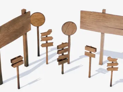 Sign set 01 Low-poly 3D model