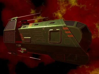 Spaceship Patriot Type 2 Dark Green Low-poly 3D model