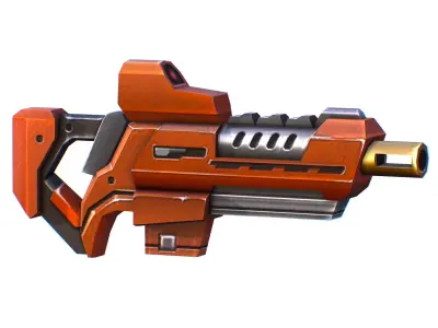 Assault rifle of the future weapon gun Nuff barrel blaster laser Low-poly 3D model