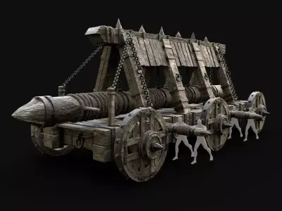 WAR MACHINE BATTERING RAM MEDIEVAL SIEGE ENGINE WAR BATTLE Low-poly 3D model