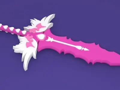 Pink Fairy Love Sword 3D Model Low-poly 3D model
