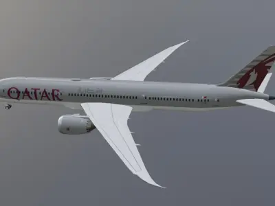 Qatar airways boeing 787-9 low poly 3D Model  Low-poly 3D model