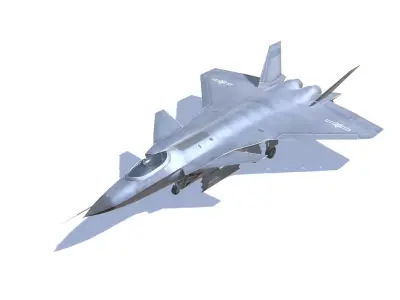 J-20 Black Eagle Jet Fighter Aircraft Low-poly 3D model