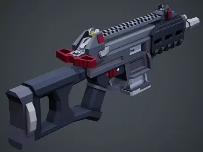 Stylized Sci-Fi UMX-50 SMG Low Poly Mobile Ready Low-poly 3D model