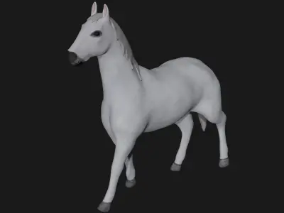 White Horse Stallion fully rigged low poly Low-poly 3D model