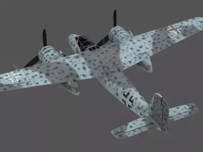 Focke-Wulf Ta 154 A 1 Moskito 3D Model German Night Fighter Low-poly 3D model
