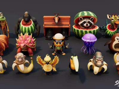 Italian Brainrot Pack VOL4 Low-poly 3D model