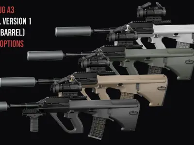 Tactical modular assault rifle Bullpup Steyr AUG A3 Low-poly 3D model