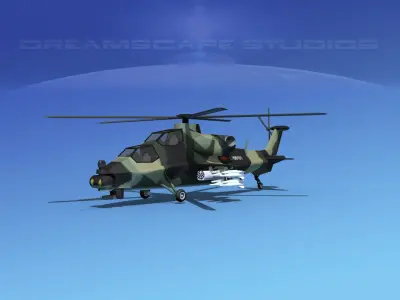 WZ-10 Attack Helicopter V02 Low-poly 3D model