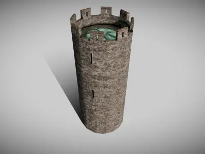 Medieval Castle Tower Low-poly 3D model