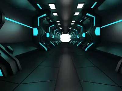 Sci Fi Corridor Low-poly 3D model 27