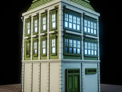 LOWPOLY CITY BUILDING STYLIZE 6 Low-poly 3D model