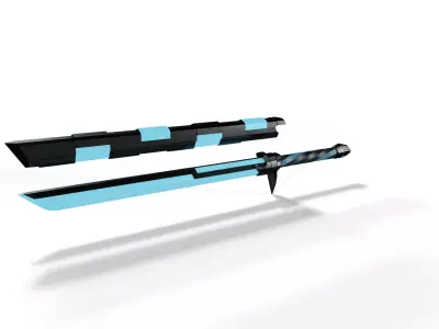 Futuristic Sword - Wakizashi Low-poly 3D model