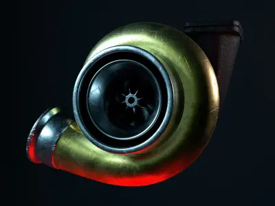 Turbocharger - car part Low-poly 3D model