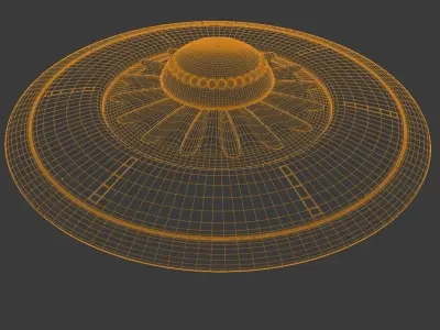 spacecraft metal disc with holes Low-poly 3D model