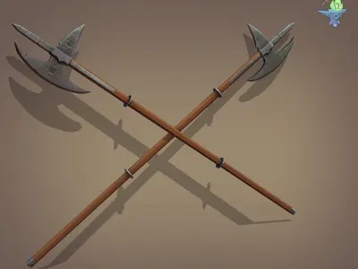 Poleaxe Halberd Low-poly 3D model