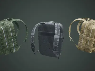 Rigged Military Backpack Low-poly 3D model