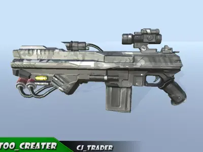 Modern Sci-Fi Space Gun 3D Model Low-poly 3D model