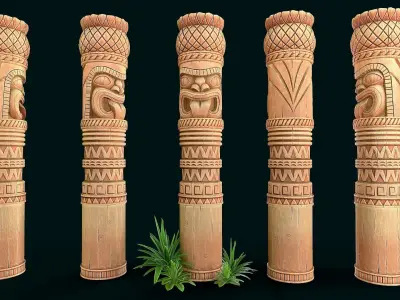 Stylized Wood Totem 10 Low-poly 3D model