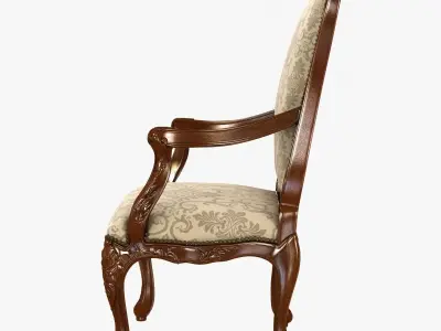 18th Century Louis XV Walnut Armchair 3D model
