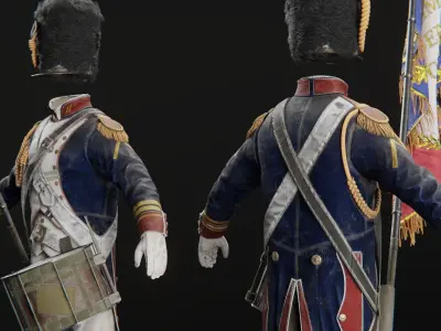 Soldier Napoleon Flag bearer 3D model