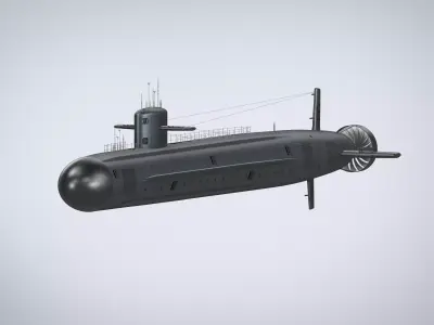 Nuclear powered military submarine Low-poly 3D model