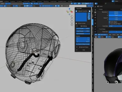 SCIFI Futuristic 3D Helmet Model Blender Low-poly 3D model