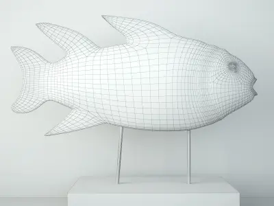 Wooden Fish Sculpture 2 3D model