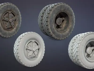 Truck Wheel 03 Kamaz-5320 Low-poly 3D model