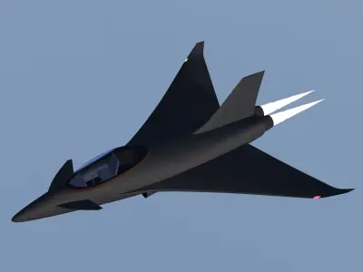 Small Concept Fighter Jet Low-poly 3D model