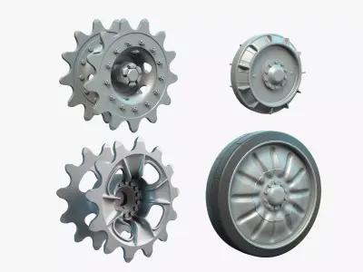 PT-76 Tank and ASU-85 Wheels  Set 3D model