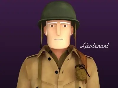 cartoon WW2 Character - Lieutenant 3D model