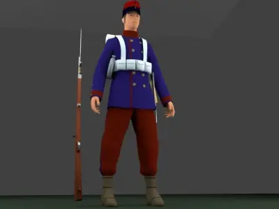 SOLDIER 1880 CHILEAN ARMY Low-poly 3D model
