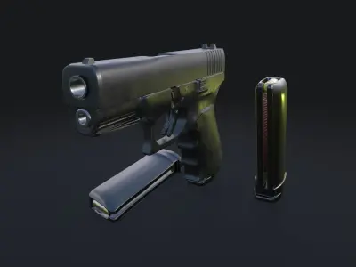 Gun Model Fa Glock Low-poly 3D model