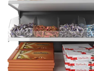 Commercial rack for supermarkets with goods 3D model