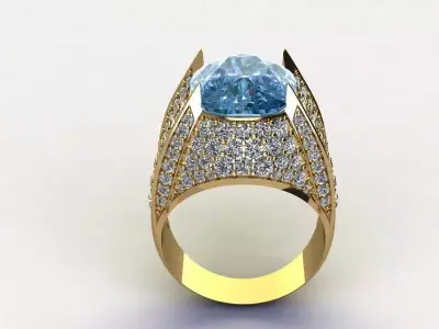 Ring6 gold ring with topaz and diamonds 3D model