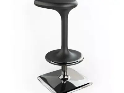 Stool Black Leather 3D model
