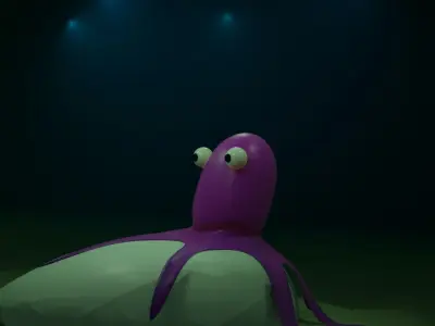 Cartoon-Style Low-Poly Octopus - Charming and Colorful Low-poly 3D model