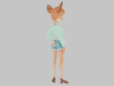 Furry Deer Fawn Bust Girl Anthro  Low-poly 3D model