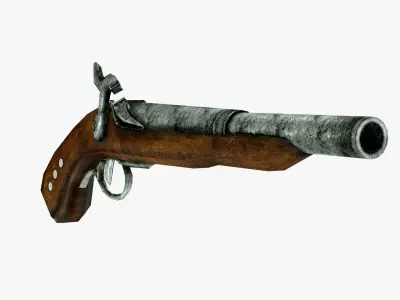 Old pistol for game Low-poly 3D model