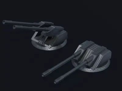 Spaceship Turret Z30 Low-poly 3D model