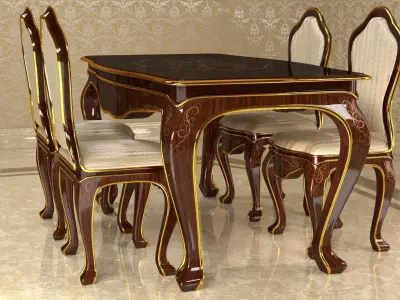 Classic Table And Chair 0001 Free 3D model