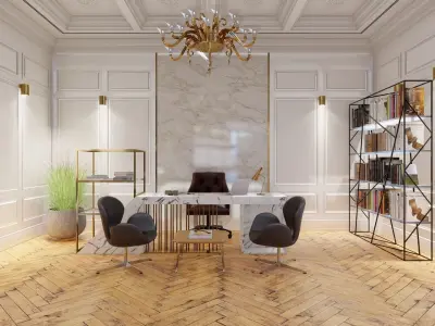 Office design skp with lumion rendering Free 3D model