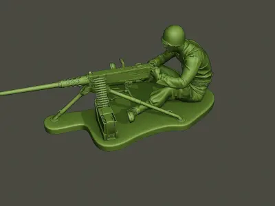 American soldier ww2 firing A7 3D print model