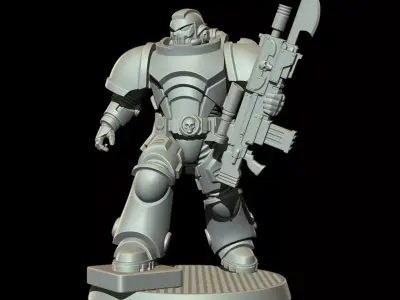 Sci-Fi Heavy Trooper STL Modular Power Armor 32mm Miniature V6 3D print model