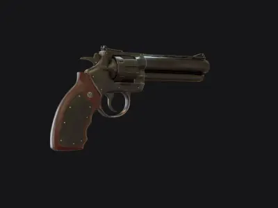 Stylized Grandfather Revolver Low-poly 3D model