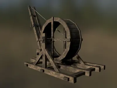 Medieval Treadwheel Crane Low-poly 3D model