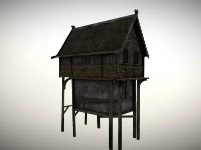 Medieval lake village - House 1 Low-poly 3D model