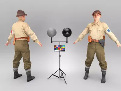 French soldier from WW2 ready for animation 363 Low-poly 3D model